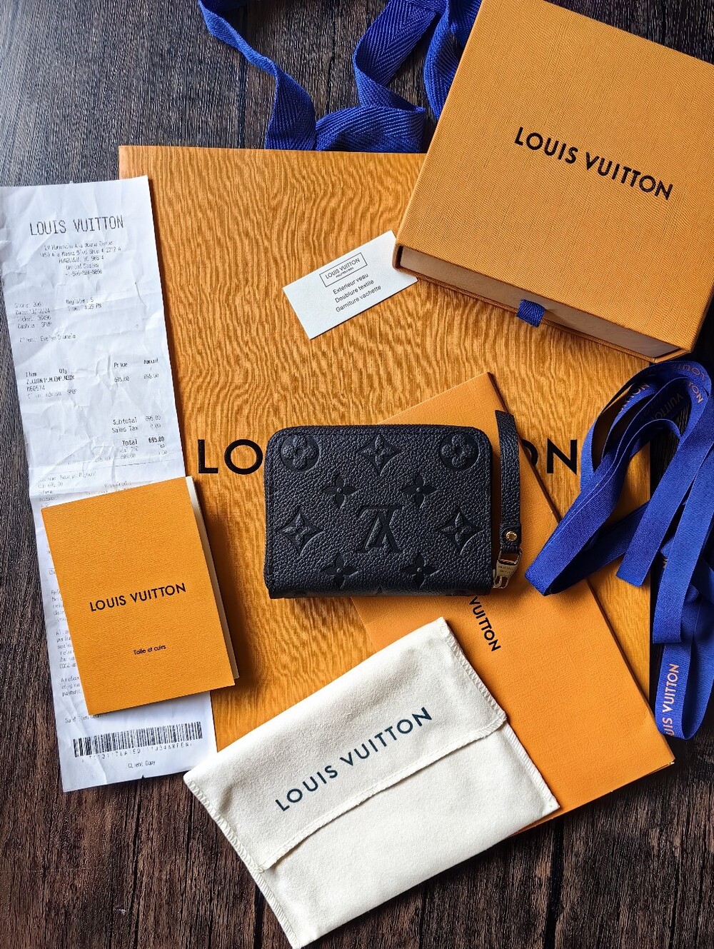 Louis Vuitton Black Embossed Monogram Leather Wristlet Wallet